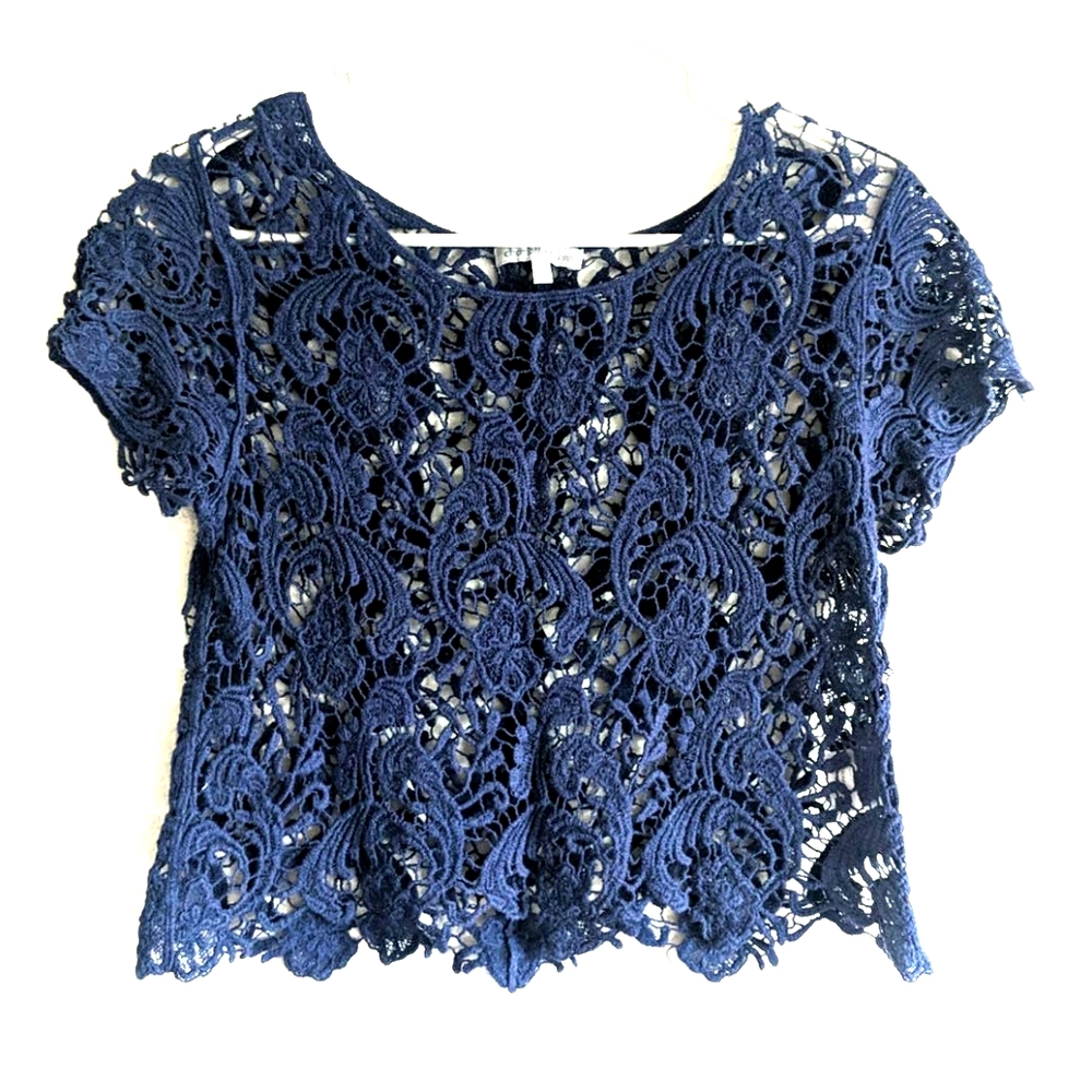 Blue lace crop top